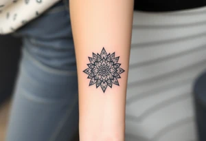 big spiritual feather indian mandala shaman tattoo idea