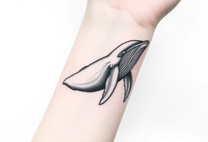 Blue whale flying above nyc tattoo idea