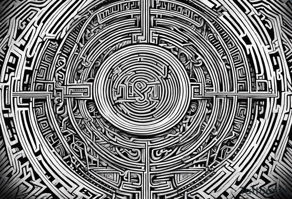labyrinth Maze train tracks straight tattoo idea