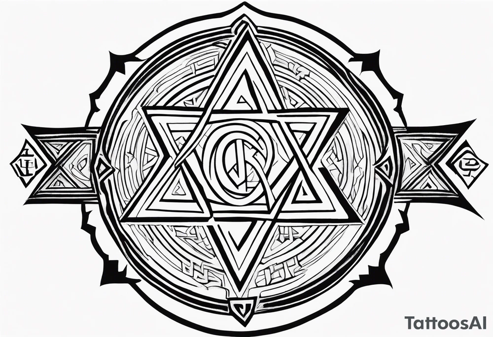 tetragrammaton representation of chosen one and a secret message written in Hebrew from God tattoo idea