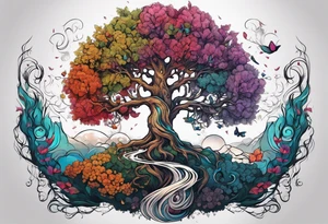 Tree of life growing out of skull tattoo idea