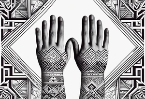 men's tattoo on hand with geometric patterns minimalist tattoo idea