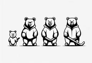 a family of three bears, minimalist, hockey tattoo idea