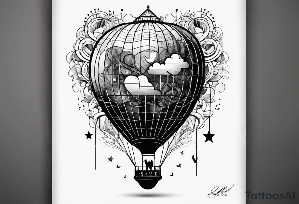 the man save my life with heart baloon with heartbeat pulse tattoo idea