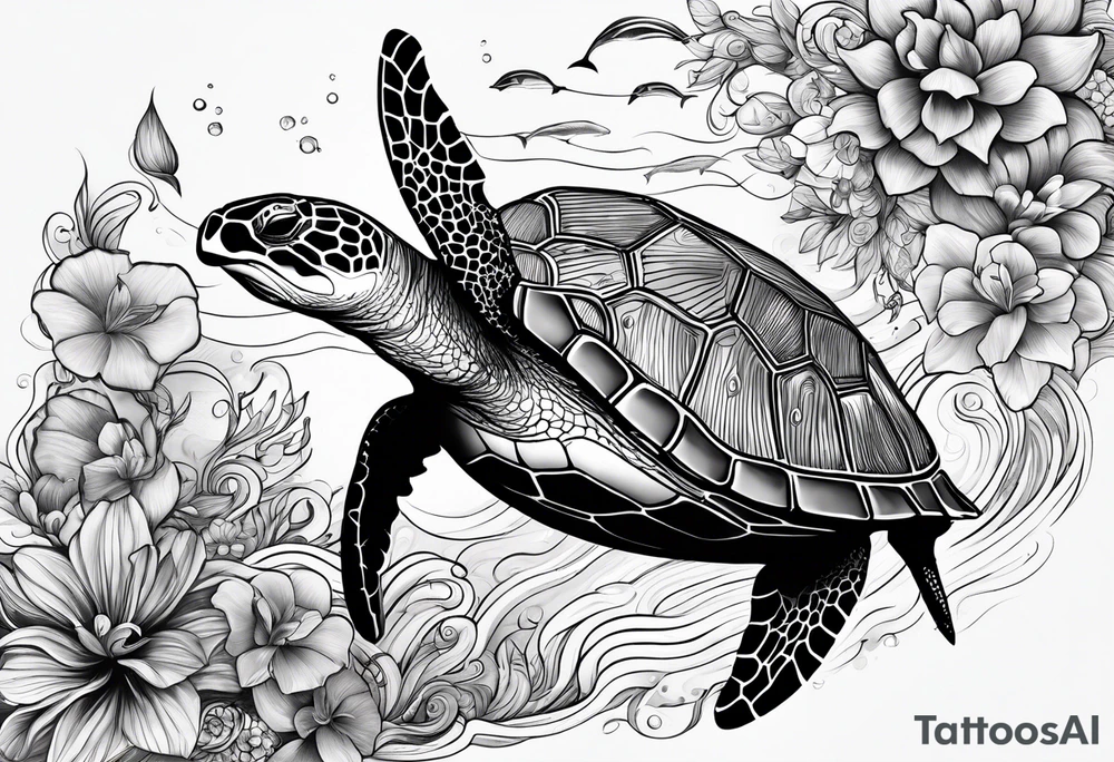 Add a turtle a manatee and a dolphin tattoo idea