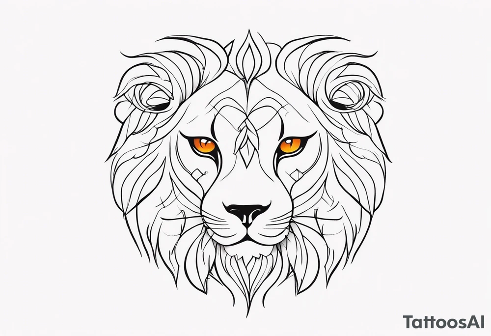 A tattoo in delicate style, so gentle. The zodiac sign, Leo. The sketch should include fire, something delicate like that, and the numbers 7 and 8. tattoo idea