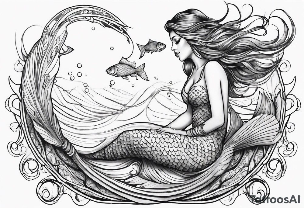 Draw me a nice magical mermaid fish tail tattoo idea