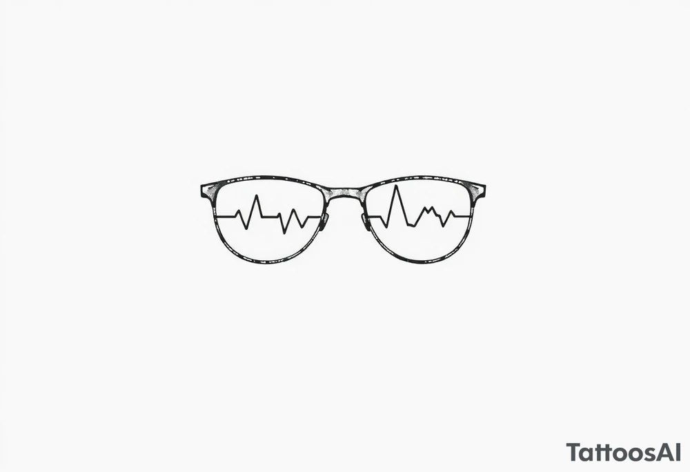 Glasses with heart lines running through them
A heartbeat-shaped line runs through the lenses of the glasses, symbolizing the importance of taking care of yourself and your eyes. tattoo idea