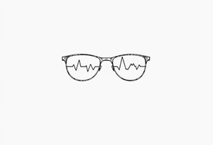 Glasses with heart lines running through them
A heartbeat-shaped line runs through the lenses of the glasses, symbolizing the importance of taking care of yourself and your eyes. tattoo idea