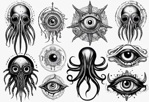 lovecraft them with eye and long tentacle tattoo idea