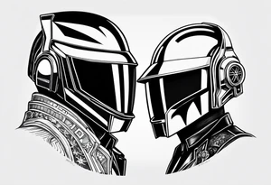 daft punk heads on top of each other tattoo idea