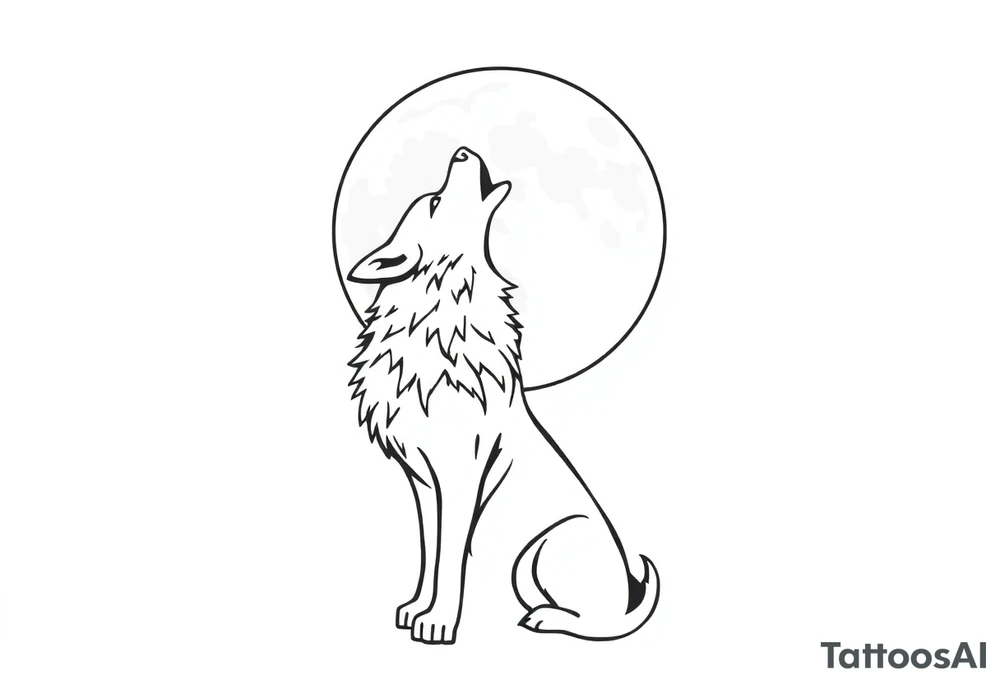 lone wolf howling at full moon tattoo idea