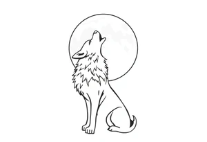 lone wolf howling at full moon tattoo idea