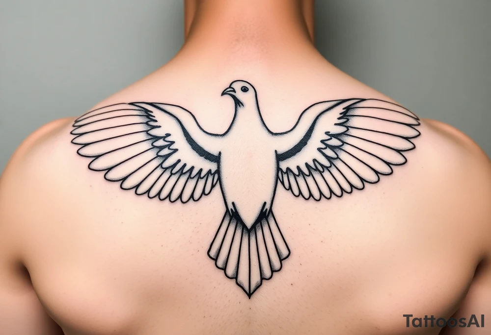 Majestic pigeon from the front spreading the wings tattoo idea