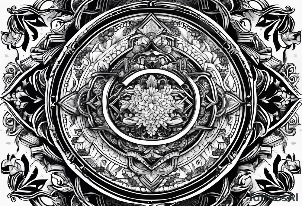 emblem long swork and a scale tattoo idea