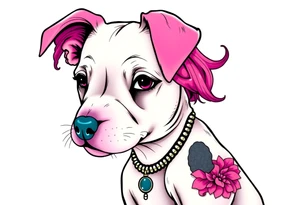 goth hot puppy girl with big boobs and pink hair tattoo idea
