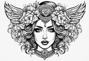 Traditional lady head tattoo idea