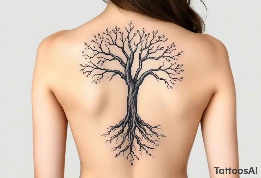 Tree, roots, branches - a lively organic style, combined with the official scheme of sephirot. tattoo idea