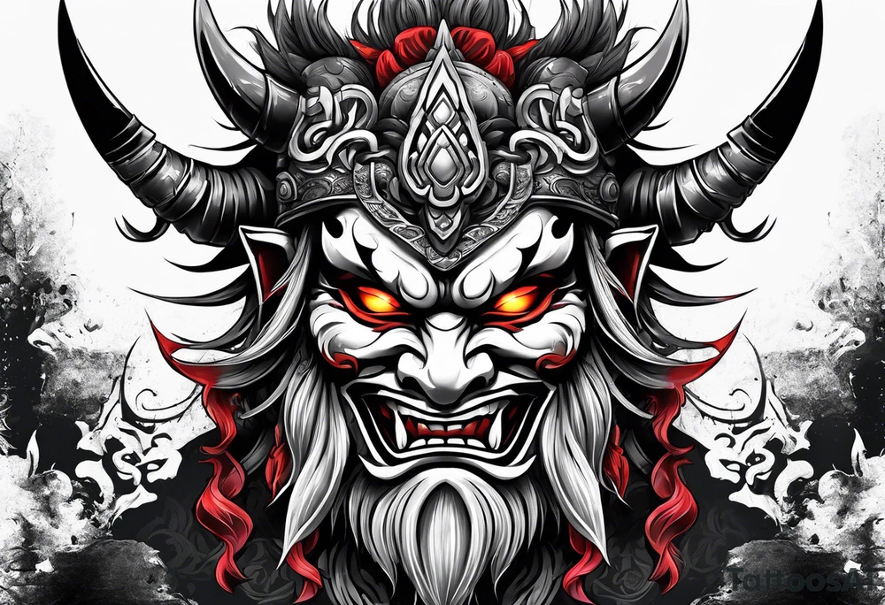 A Oni mask for protection against Evil tattoo idea