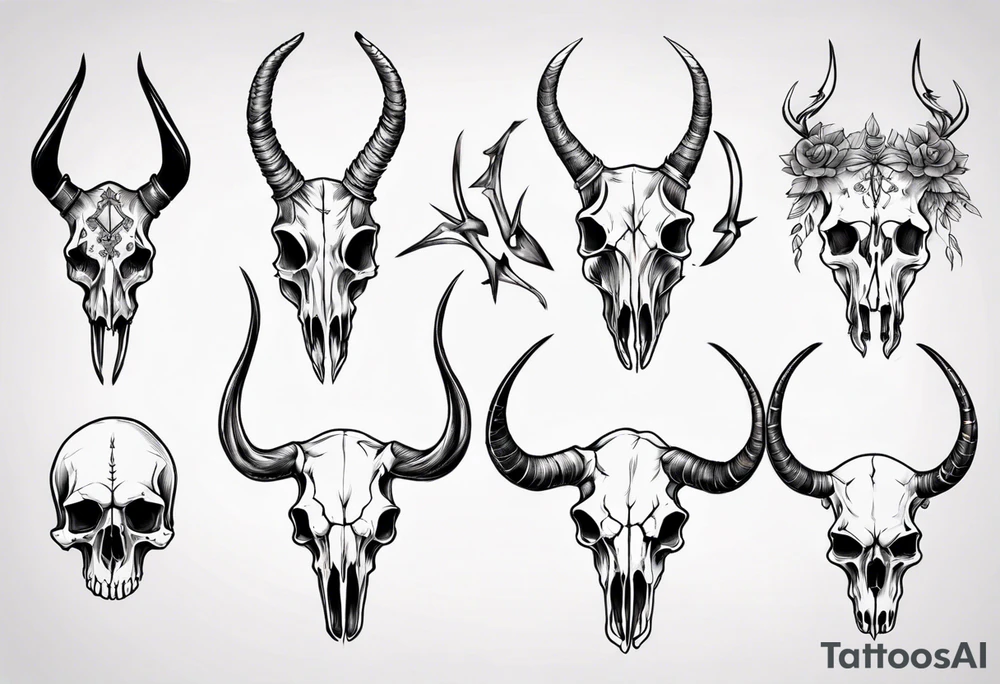 animal skulls tattoo idea