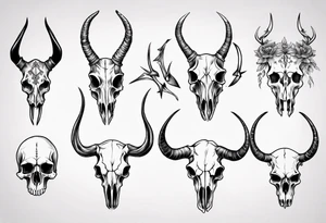 animal skulls tattoo idea