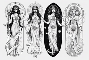 The High Priestesses. Hecate, Artemis and Selene morphing into One. Representing Magic, Intuition and The Moon. tattoo idea