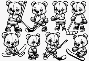 baby bear playing hockey tattoo idea