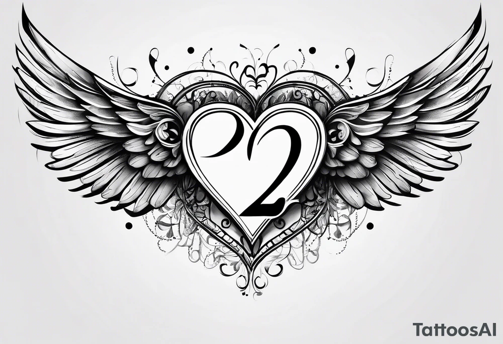 A heart in the form of the number 22 with wings tattoo idea
