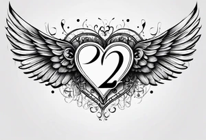 A heart in the form of the number 22 with wings tattoo idea