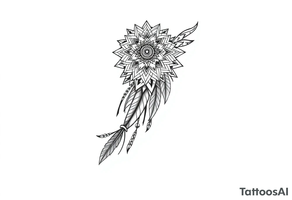 spiritual feather indian mandala shaman tattoo idea