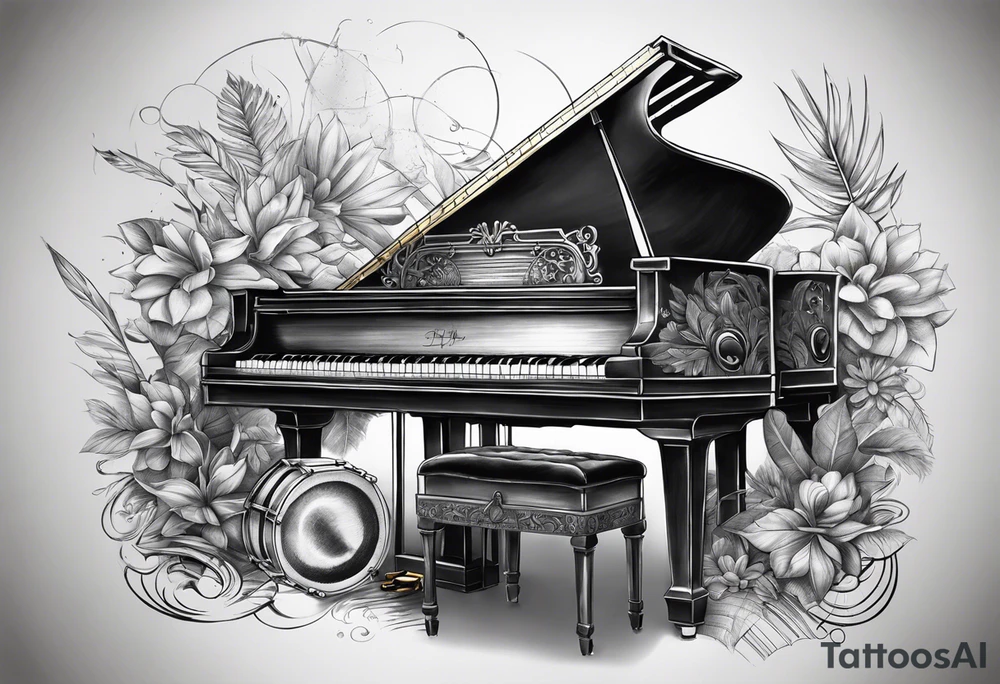 Piano and drums tattoo idea