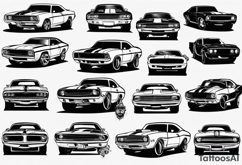 Muscle car funny design tattoo idea
