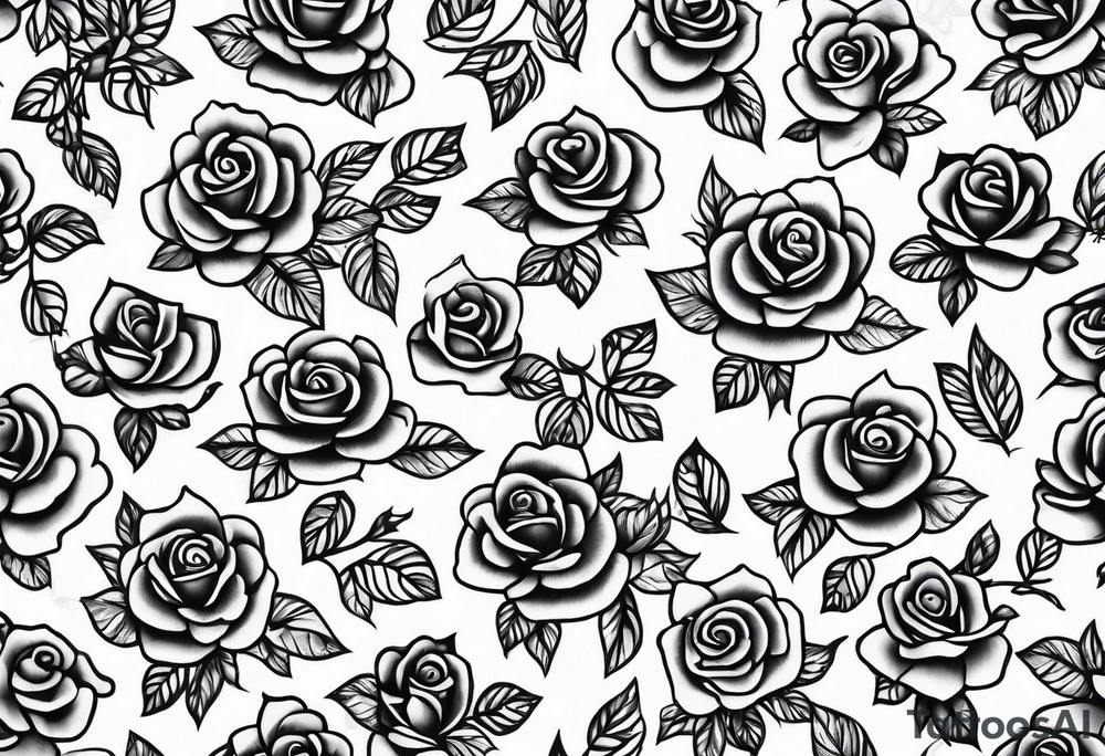 tiny roses shaded with tiny cross in the middle tattoo idea