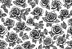 tiny roses shaded with tiny cross in the middle tattoo idea