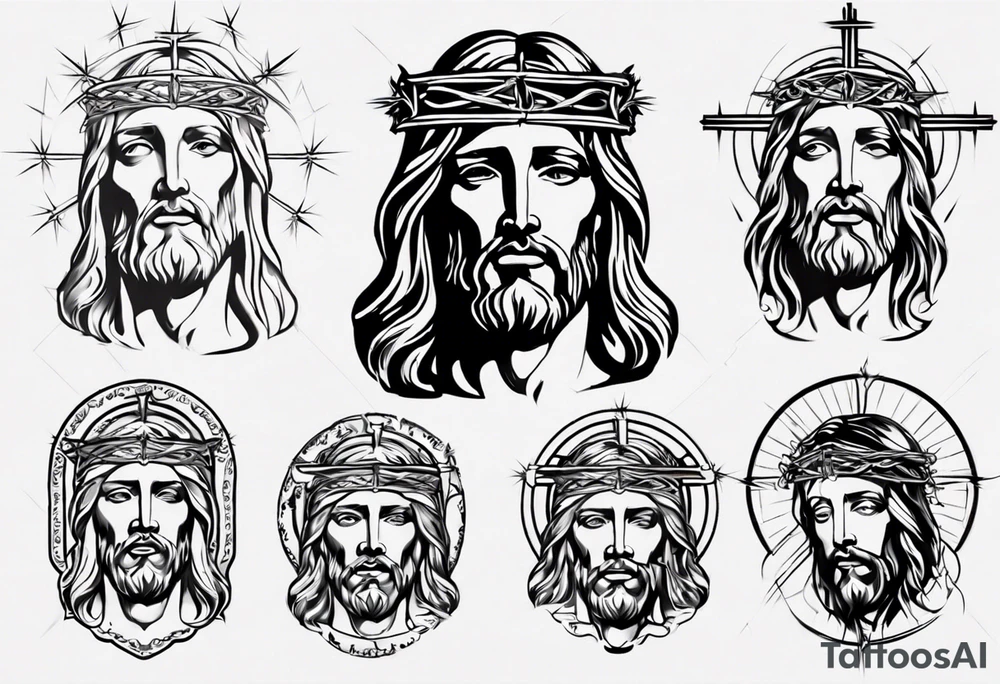 Simple Jesus face statue tattoo idea