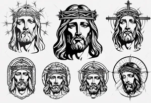 Simple Jesus face statue tattoo idea