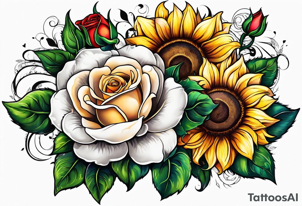 flower rose , sunflower, animal tattoo idea