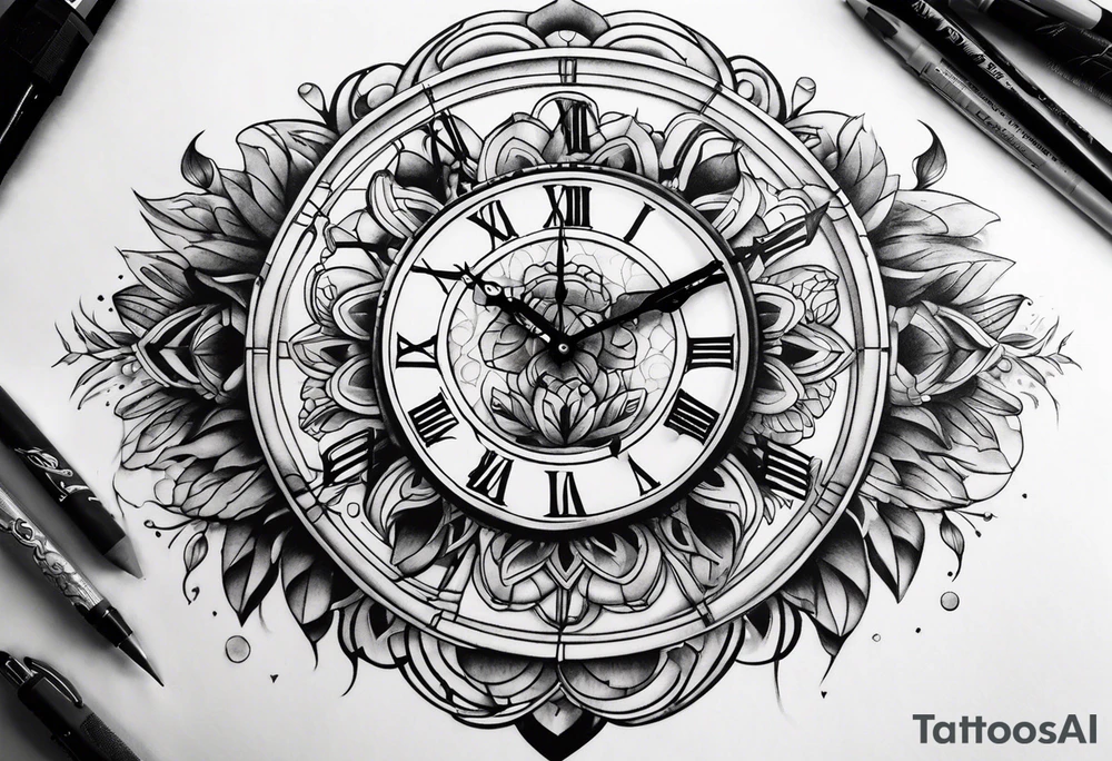 Timeless clock tattoo idea