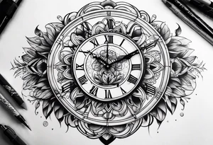 Timeless clock tattoo idea