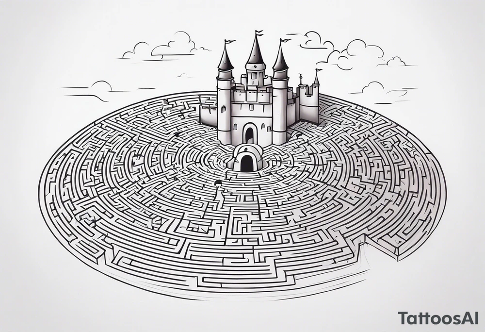 Labyrinth Maze with castle tattoo idea