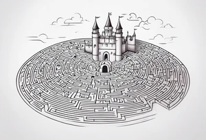 Labyrinth Maze with castle tattoo idea