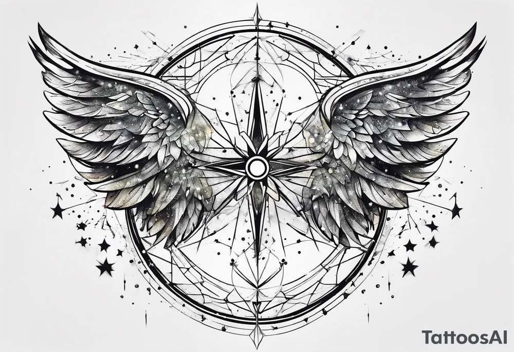 Constellation, wing , snow , géométric tattoo idea