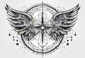 Constellation, wing , snow , géométric tattoo idea