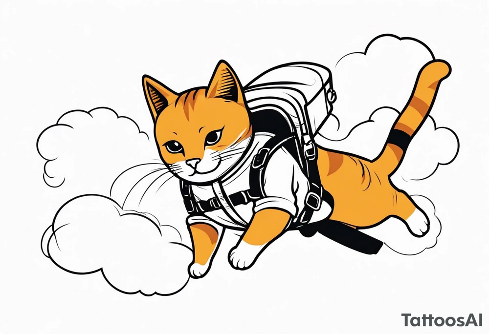 a cat going skydiving tattoo idea