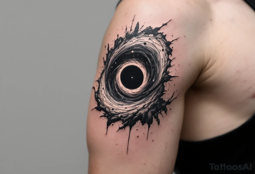 A parralel universe centered by a black hole tattoo idea