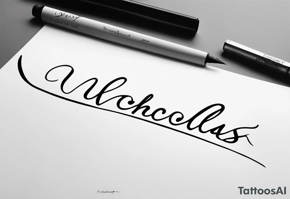 Nicholas written in cursive on spine tattoo idea