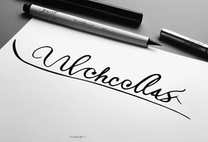Nicholas written in cursive on spine tattoo idea