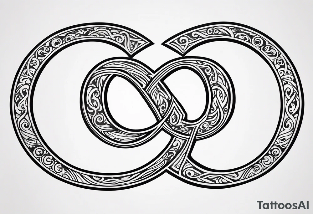 Infinity symbol with a letter B and 2 letter J’s tattoo idea
