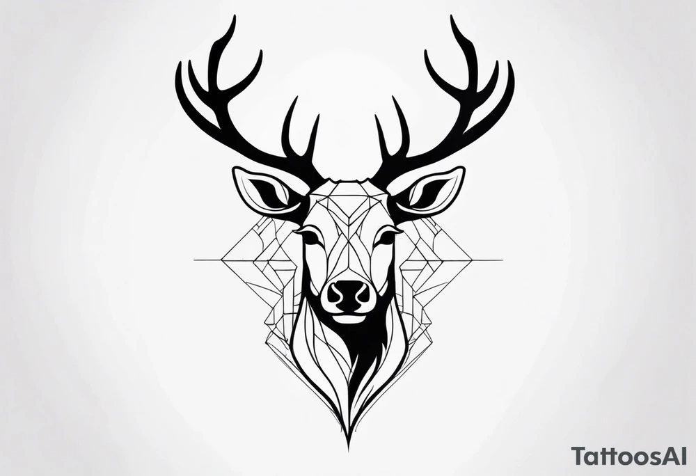back tattoo of a front view reindeer with half the face as a skull tattoo idea