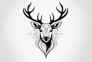 back tattoo of a front view reindeer with half the face as a skull tattoo idea